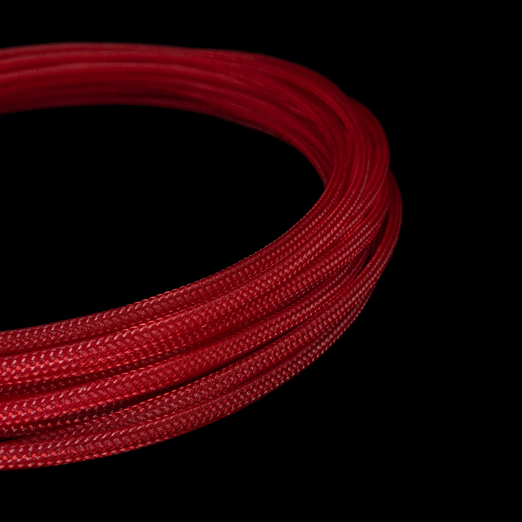 PET Cable Braided Sleeve - UV Red - 5/32in (4mm)